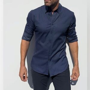 Teddy Stratford New York City Size 3 M/L Blue Dot Collared Athletic Fit Shirt